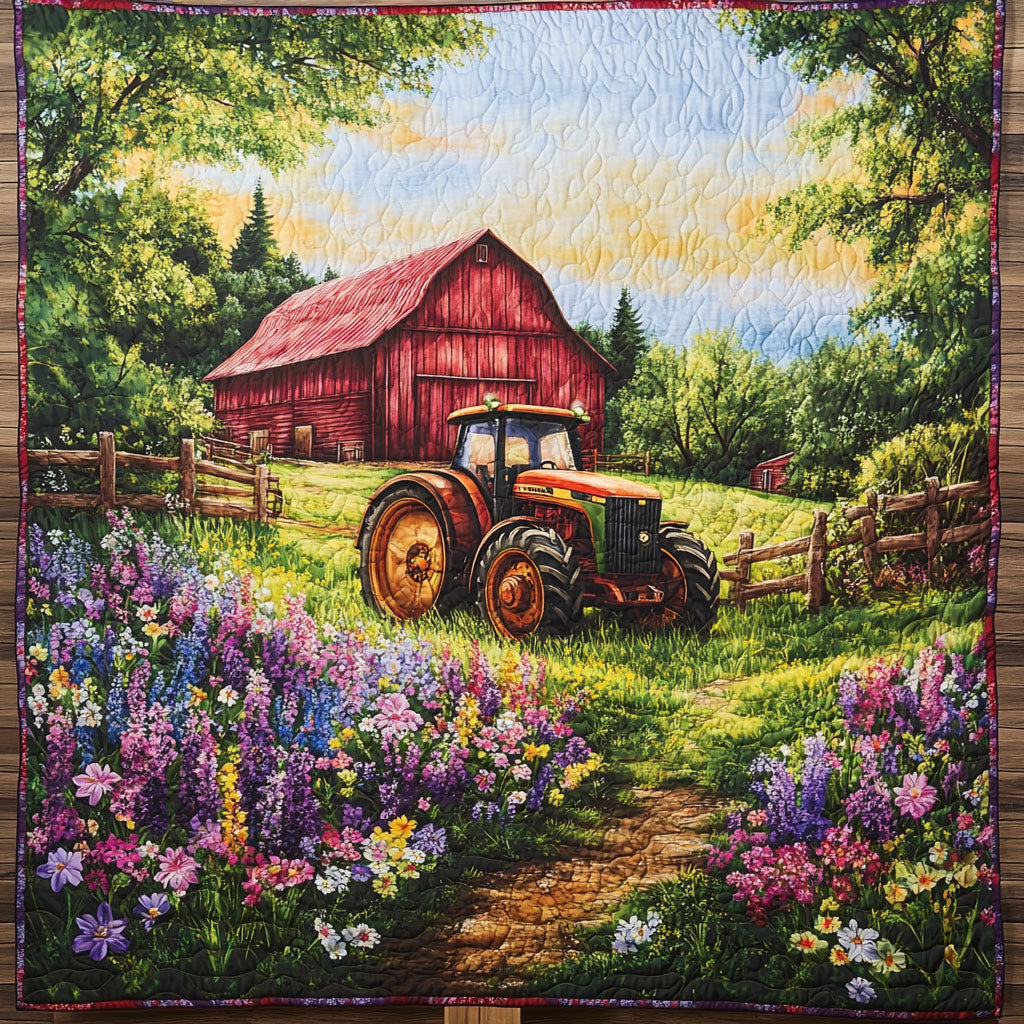 Golden Tractor Quilted Blanket Sofa Throw Blanket Vintage Tractor Gifts