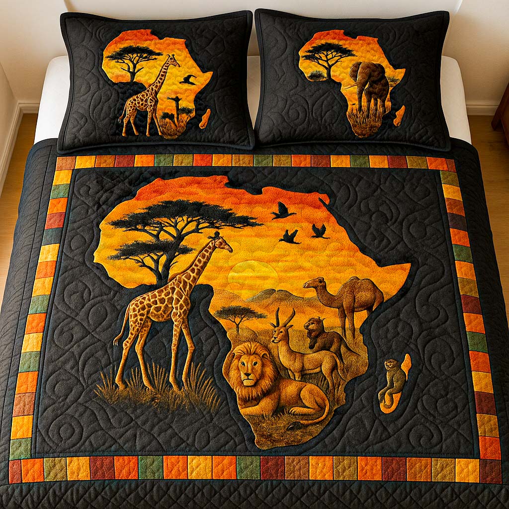 Golden Wildlife Scene Quilted Bedding Set Duvet Cover Bedspreads African American Gifts For Women Golden Wildlife Scene Quilted Bedding Set Duvet Cover Bedspreads African American Gifts For Women
