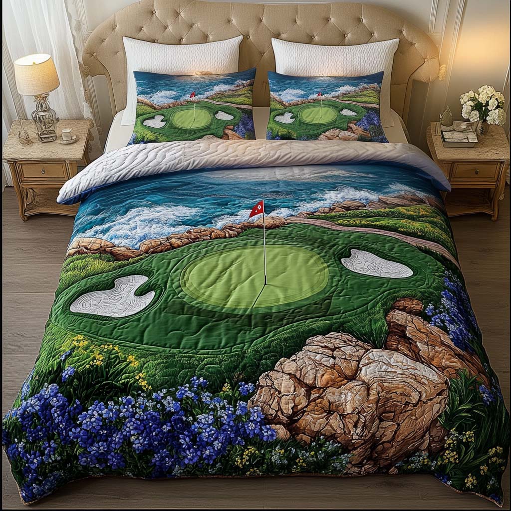 Golf Course Quilted Bedding Set Duvet Cover Merch Gifts For The Golfer Golf Course Quilted Bedding Set Duvet Cover Merch Gifts For The Golfer