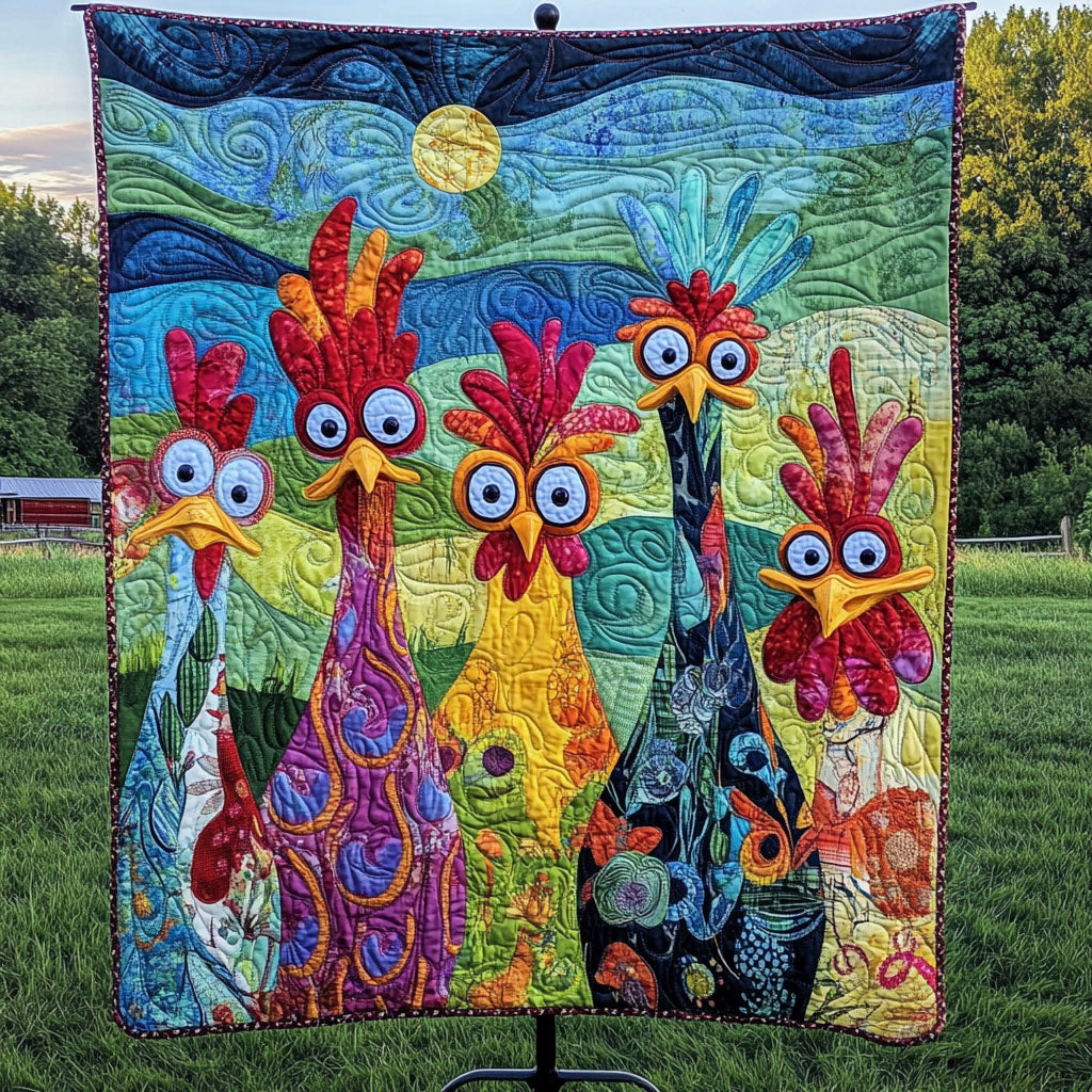 Goofy Rooster Gang Quilted Blanket Cute Colorful Blanket Gifts For Chicken Lovers Goofy Rooster Gang Quilted Blanket Cute Colorful Blanket Gifts For Chicken Lovers