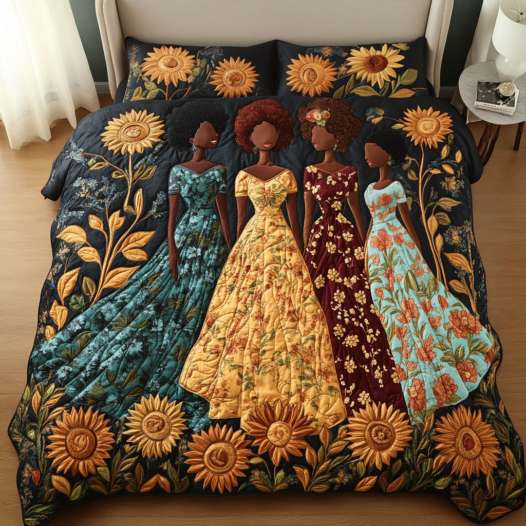 Grace Garden Quilted Bedding Set Duvet Cover Merch Sunflower Gifts For Mom