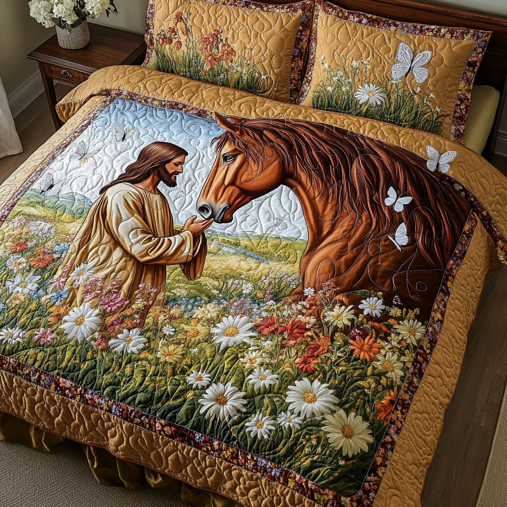 Grace Meadow Quilted Bedding Set Duvet Cover Merch Christmas Gift Ideas For Horse Owners Grace Meadow Quilted Bedding Set Duvet Cover Merch Christmas Gift Ideas For Horse Owners