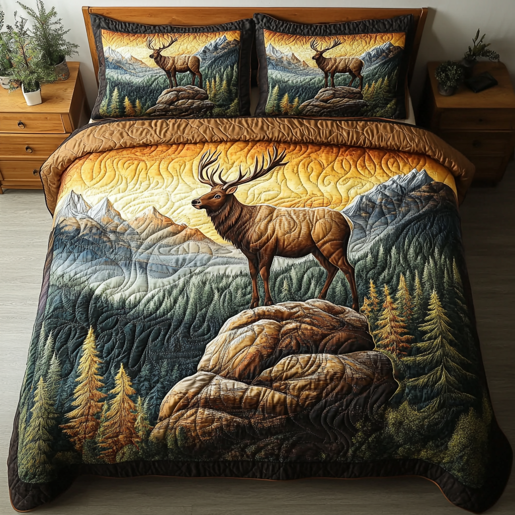 Graceful Stag Quilted Bedding Set Duvet Cover Bed Sheet Set Christmas Gifts For Deer Hunters Graceful Stag Quilted Bedding Set Duvet Cover Bed Sheet Set Christmas Gifts For Deer Hunters