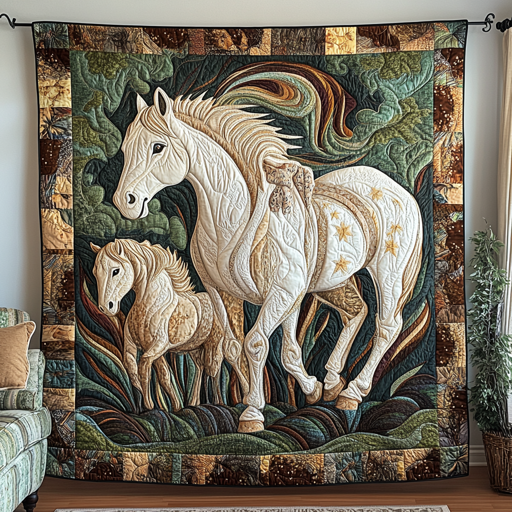Graceful Stride Quilted Blanket Cute Colorful Blanket Great Gifts For Horse Lovers