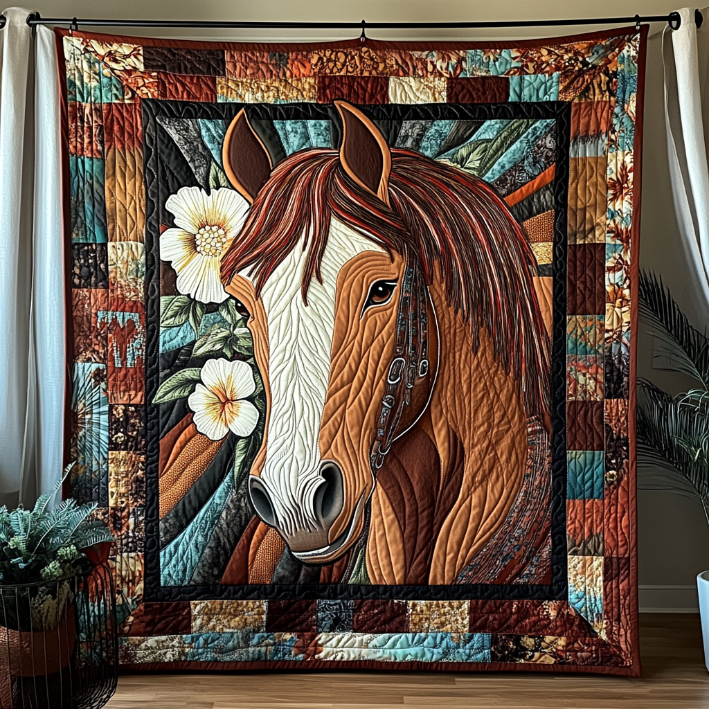 Graceful Stride Quilted Blanket Cute Colorful Blanket Unique Gifts For Horse Lovers Graceful Stride Quilted Blanket Cute Colorful Blanket Unique Gifts For Horse Lovers