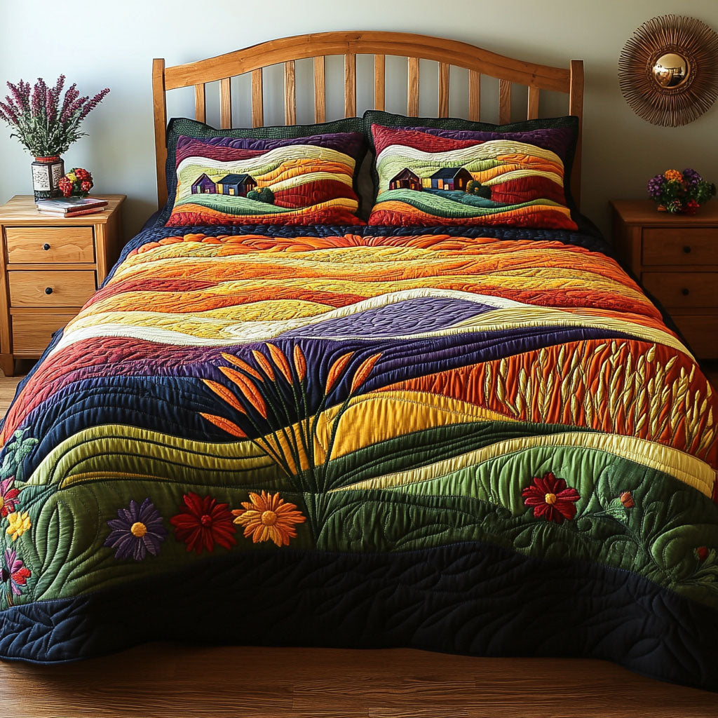 Grainlands Quilted Bedding Set Duvet Cover Merch Gifts For Sunflower Lovers Grainlands Quilted Bedding Set Duvet Cover Merch Gifts For Sunflower Lovers