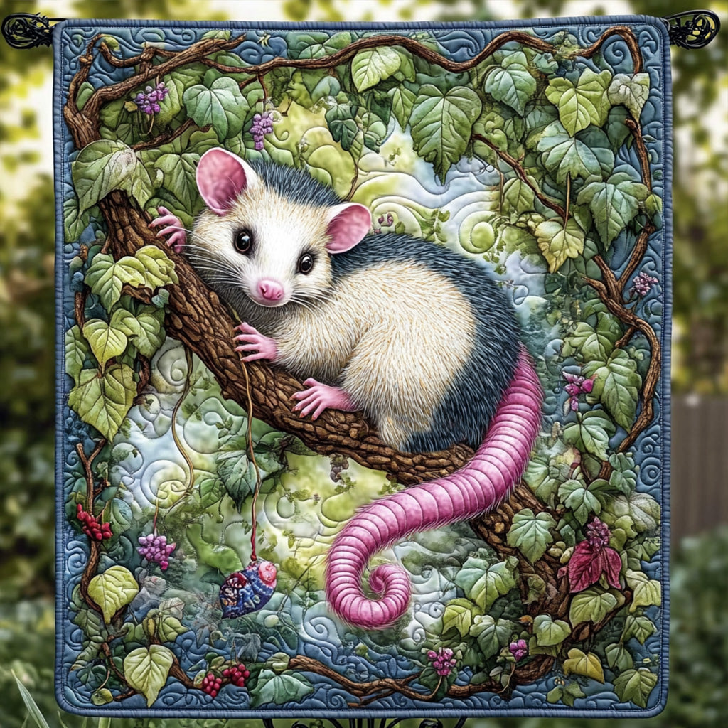 Grapevine Gaze Quilted Blanket Cute Throw Blanket Opossum Gifts For Him