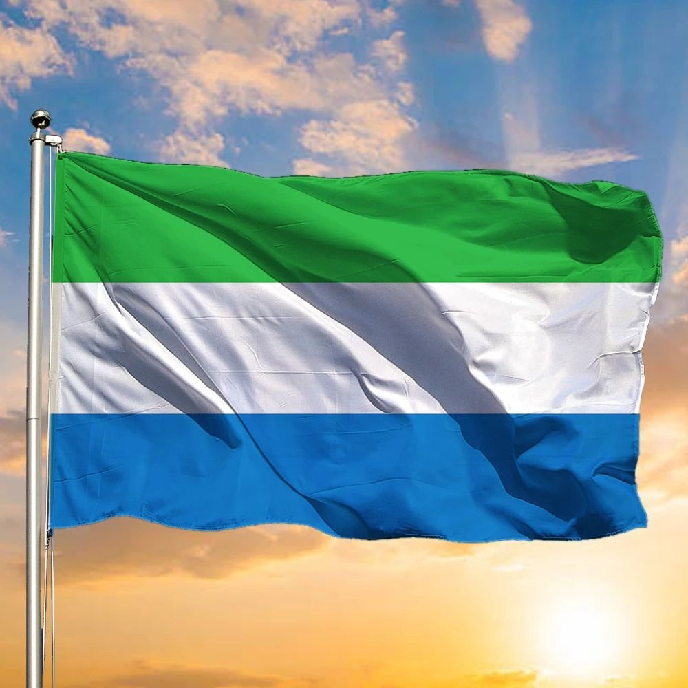 Green White Blue Flag Sierra Leone Flag Green White Blue Flag Sierra Leone Flag