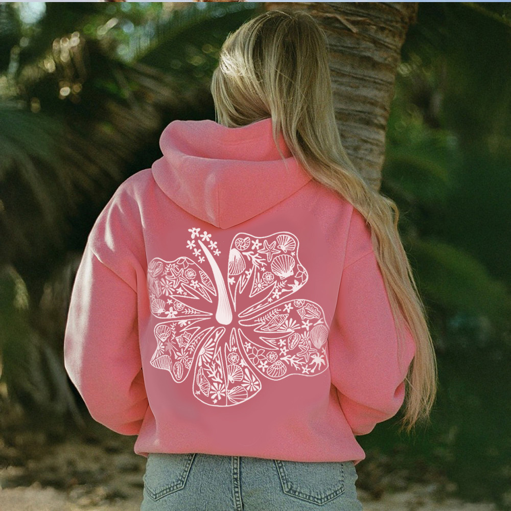 Grey Ppp Hoodie Pink Palm Puff Hoodie Hawaii Hibiscus Merch Women Grey Ppp Hoodie Pink Palm Puff Hoodie Hawaii Hibiscus Merch Women