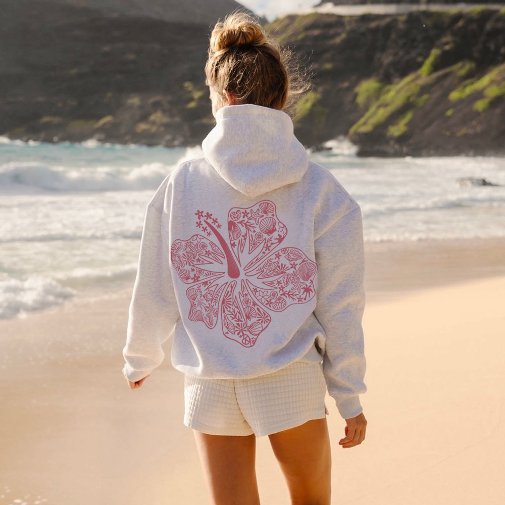 Grey Ppp Hoodie Pink Palm Puff Hoodie Hawaii Hibiscus Merch Women Grey Ppp Hoodie Pink Palm Puff Hoodie Hawaii Hibiscus Merch Women