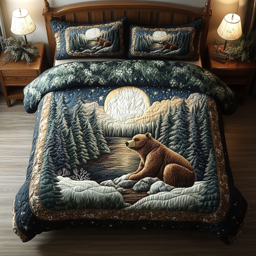 Grizzly Bear Quilted Bedding Set Duvet Cover Bedspreads Unique Gifts For Bear Lovers Grizzly Bear Quilted Bedding Set Duvet Cover Bedspreads Unique Gifts For Bear Lovers