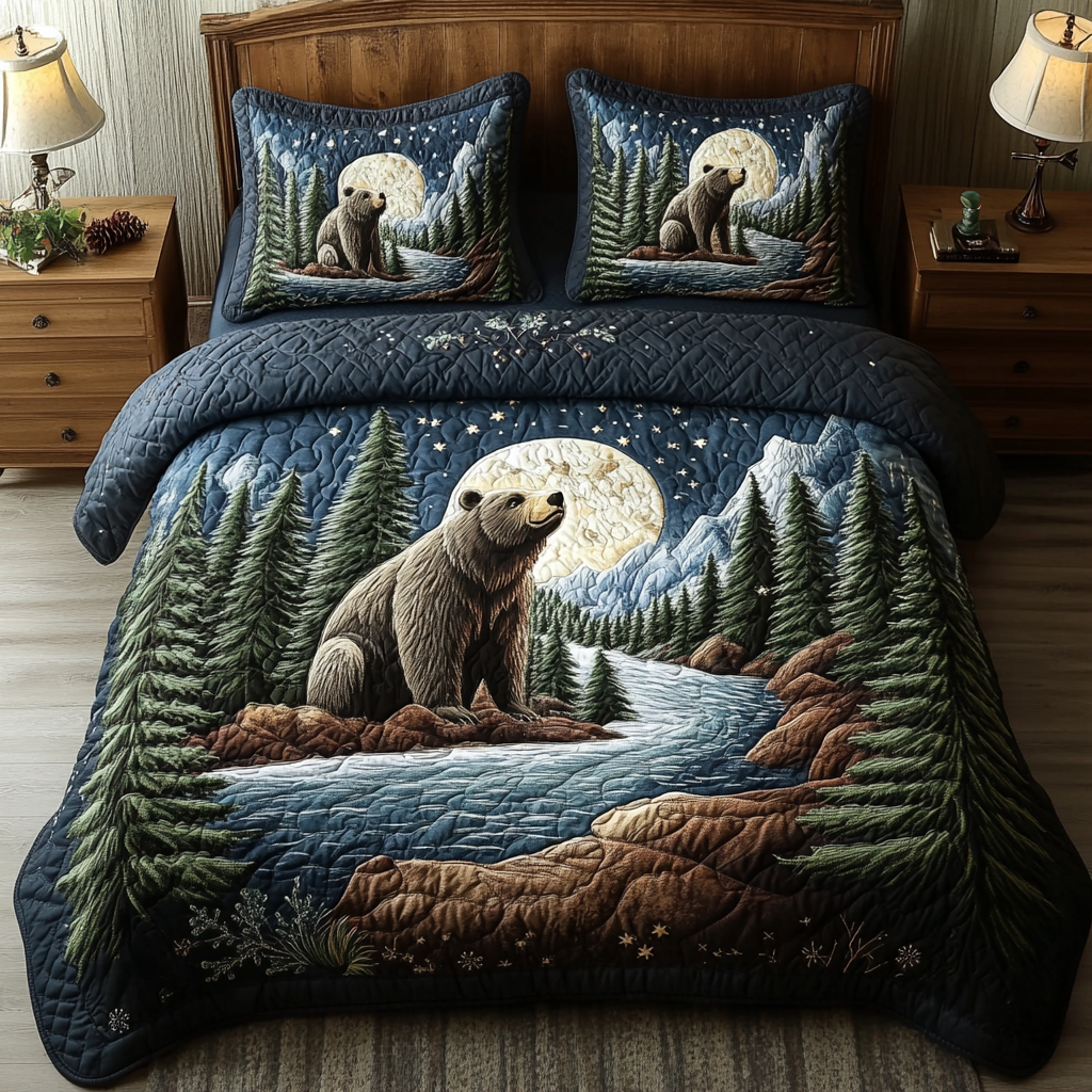 Grizzly Nap Quilted Bedding Set Duvet Cover Bed Sheet Set Bear Gifts For Mom Mother's Day Grizzly Nap Quilted Bedding Set Duvet Cover Bed Sheet Set Bear Gifts For Mom Mother's Day