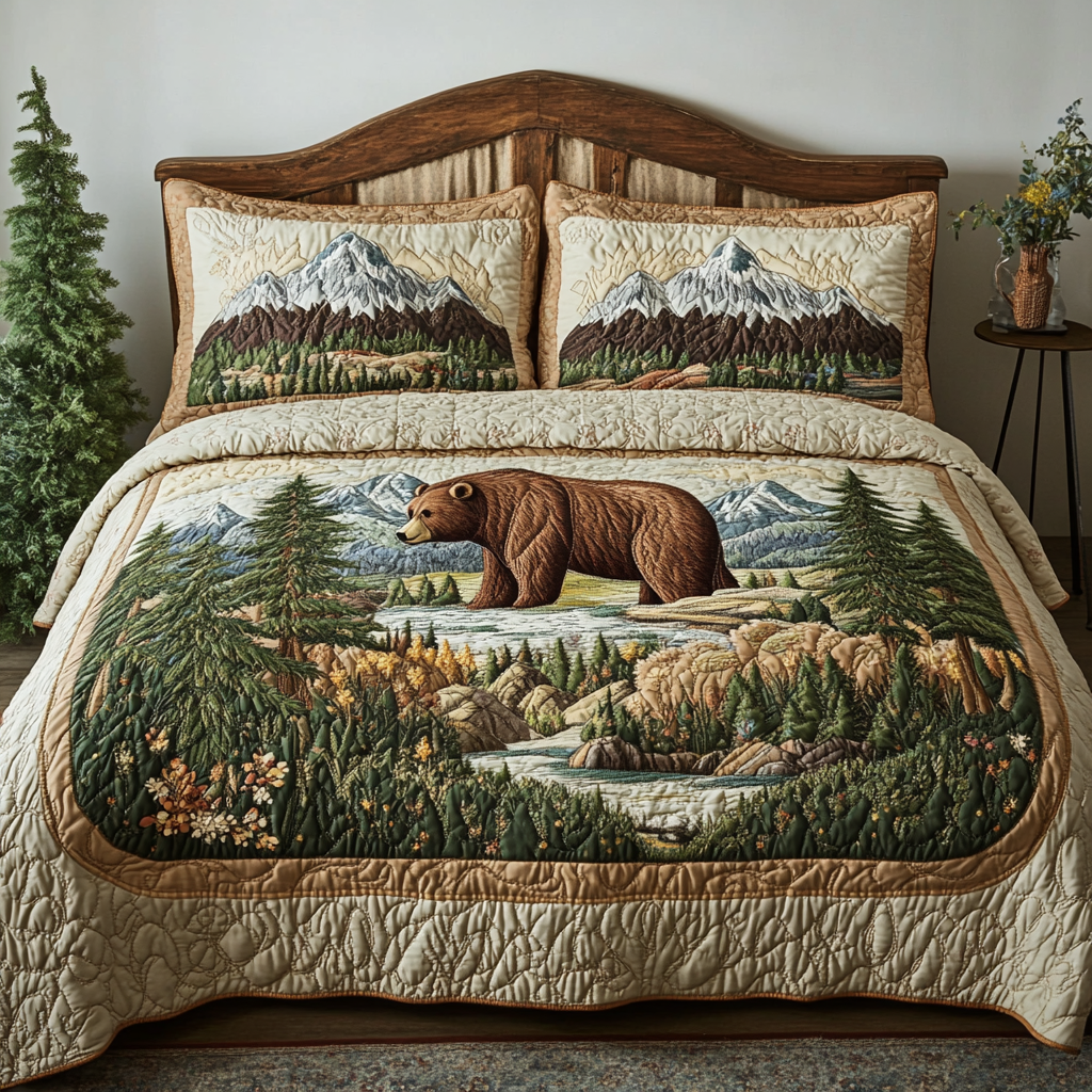 Grizzly Path Quilted Bedding Set Duvet Cover Bed Sheet Set Cute Bear Gifts For Him Her Grizzly Path Quilted Bedding Set Duvet Cover Bed Sheet Set Cute Bear Gifts For Him Her