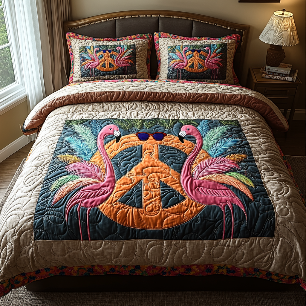 Groovy Flamingos Quilted Bedding Set Duvet Cover Bedspreads Flamingo Themed Birthday Gifts Groovy Flamingos Quilted Bedding Set Duvet Cover Bedspreads Flamingo Themed Birthday Gifts