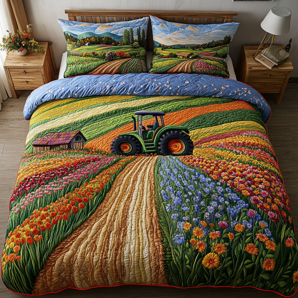Ground Force Quilted Bedding Set Duvet Cover Bedspread Tractor Themed Gifts Farmer Ground Force Quilted Bedding Set Duvet Cover Bedspread Tractor Themed Gifts Farmer