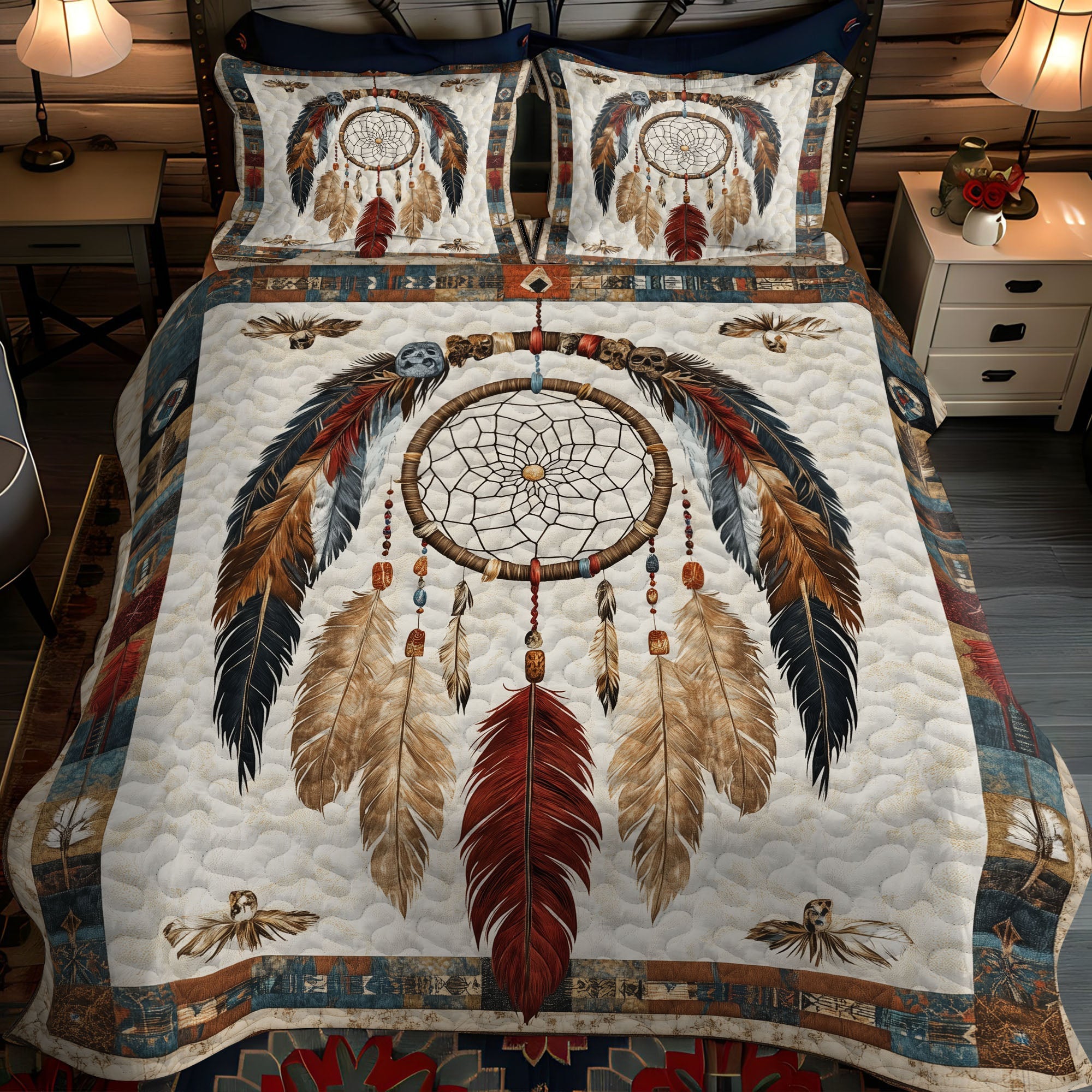 Guardian Web Quilted Bedding Set Duvet Cover Merch Native American Gifts For Men Women