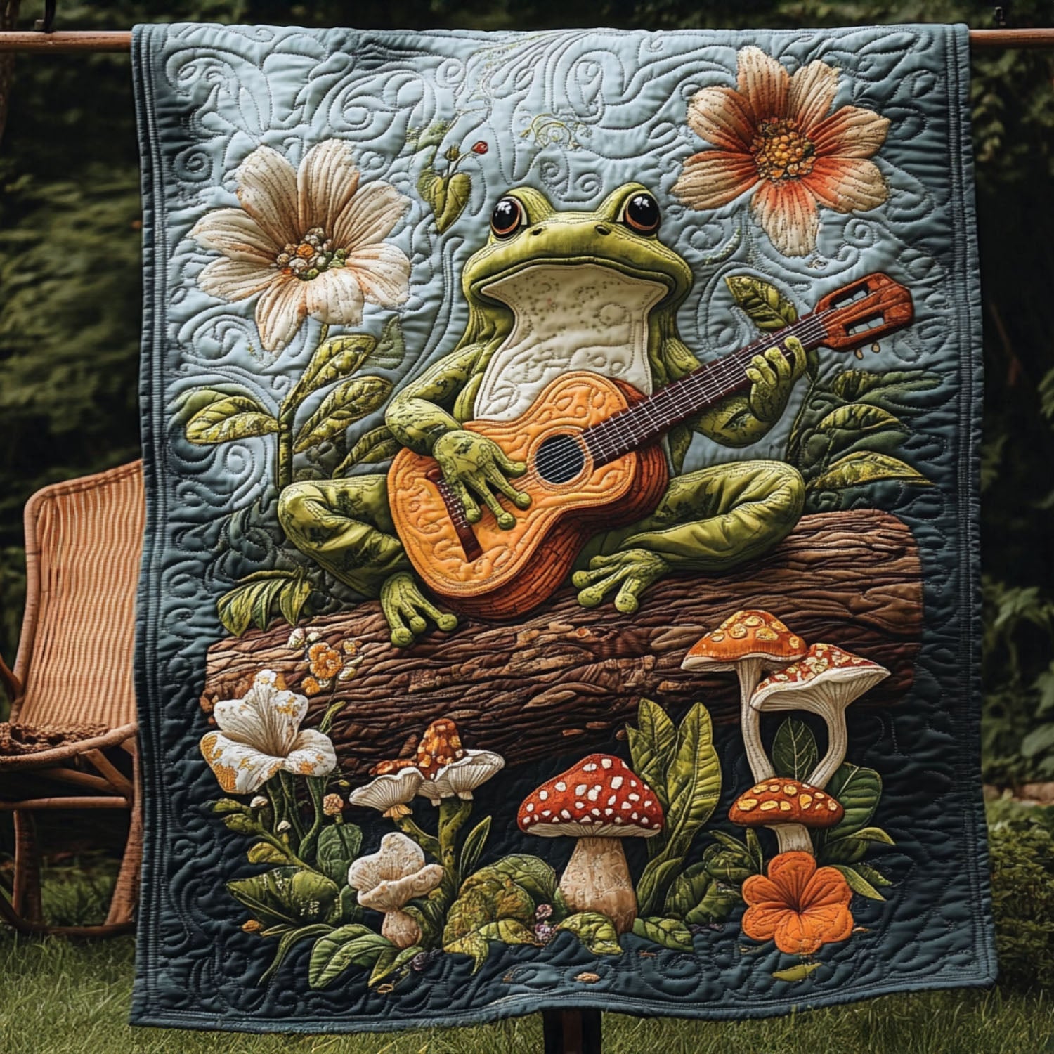 Guitar Frog Groove Quilted Blanket Sofa Throw Blanket Frog Birthday Gifts Guitar Frog Groove Quilted Blanket Sofa Throw Blanket Frog Birthday Gifts