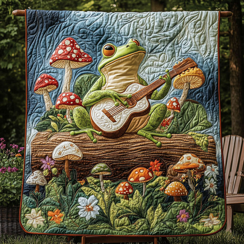 Guitar Frogs Unite Quilted Blanket Sofa Throw Blanket Frog Themed Gifts For Adults Guitar Frogs Unite Quilted Blanket Sofa Throw Blanket Frog Themed Gifts For Adults