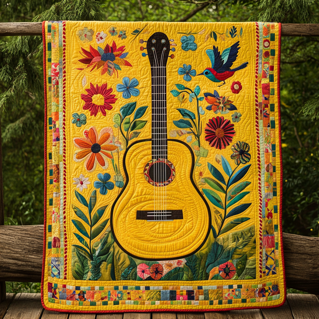 Guitar Garden Quilted Blanket Sofa Throw Blanket Gifts For Birders