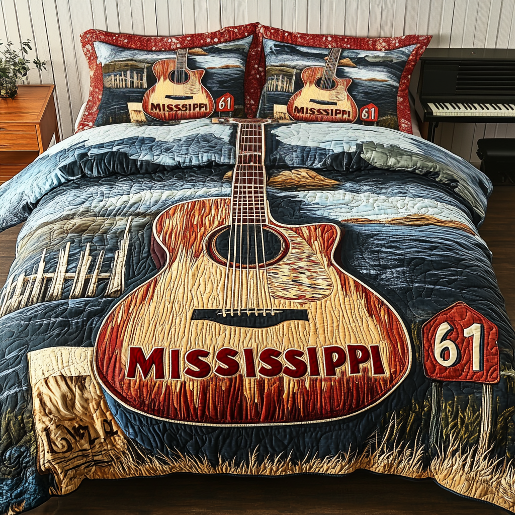 Guitar Reflection Quilted Bedding Set Duvet Cover Bedspread Cool Gifts For Teenage Guys Guitar Reflection Quilted Bedding Set Duvet Cover Bedspread Cool Gifts For Teenage Guys