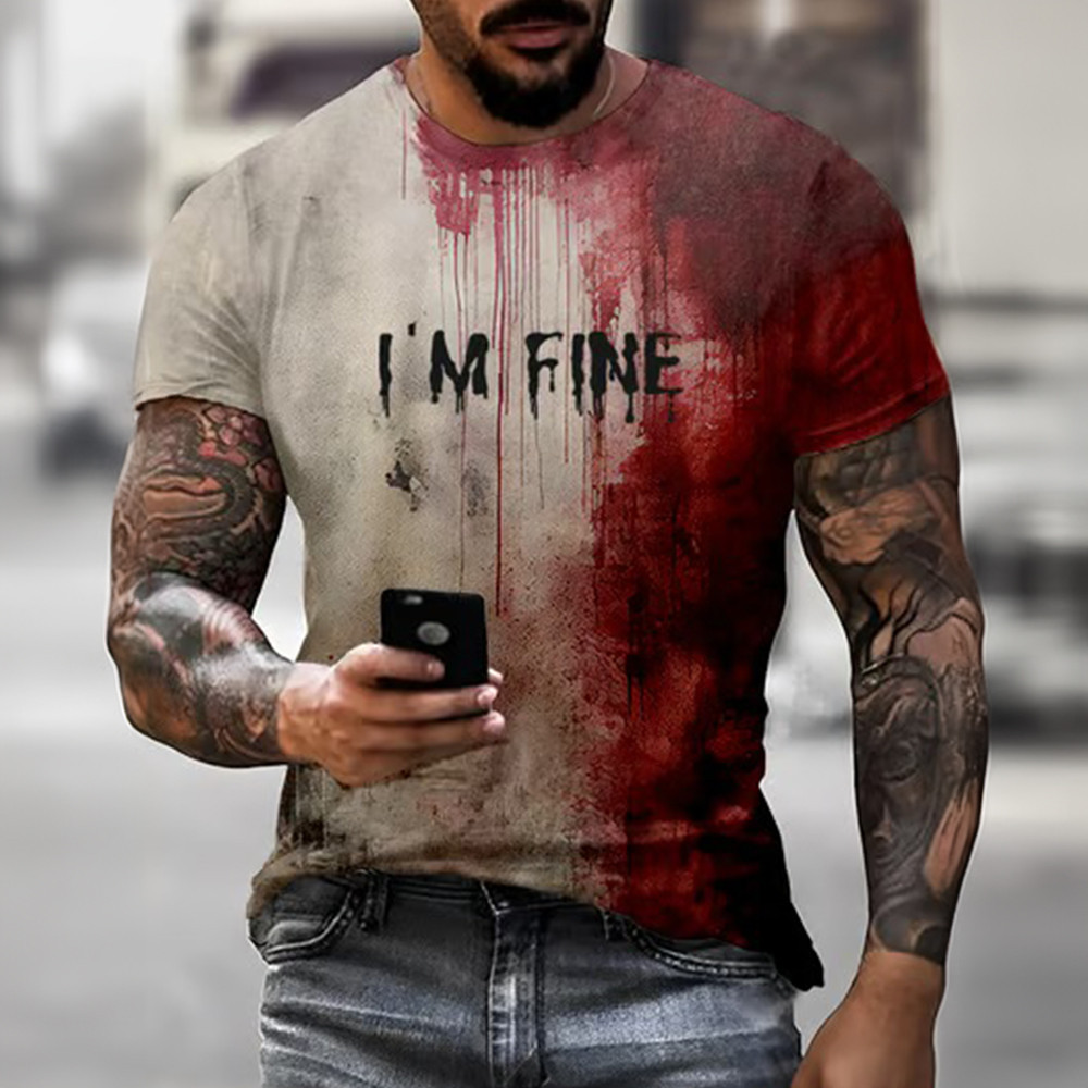 Halloween Blood Bloody I'm Fine T-Shirt Scary Clothing Men Gifts For Halloween Halloween Blood Bloody I'm Fine T-Shirt Scary Clothing Men Gifts For Halloween