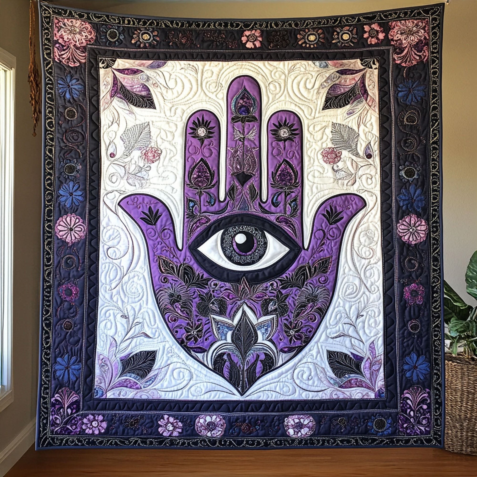 Hand of Tranquility Quilted Blanket Sofa Throw Blanket Hamsa Hand Lotus Mandala Gift Ideas Hand of Tranquility Quilted Blanket Sofa Throw Blanket Hamsa Hand Lotus Mandala Gift Ideas