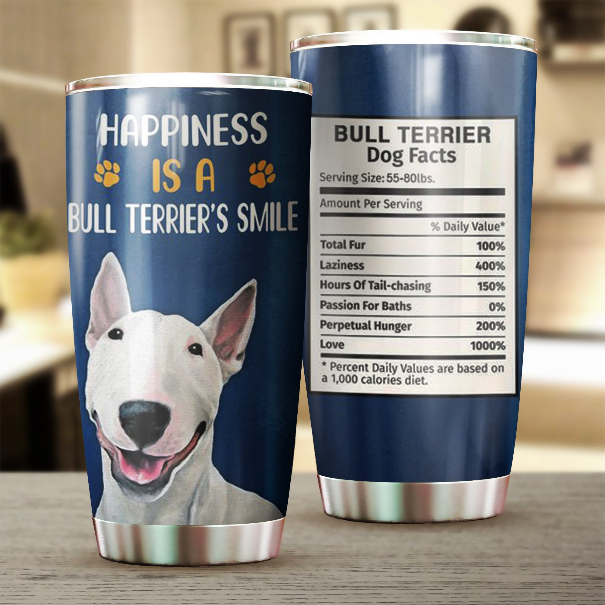 Happiness Is A Bull Terrier Dog Smile Tumbler Gifts For Bull Terrier Lovers Dog Owners