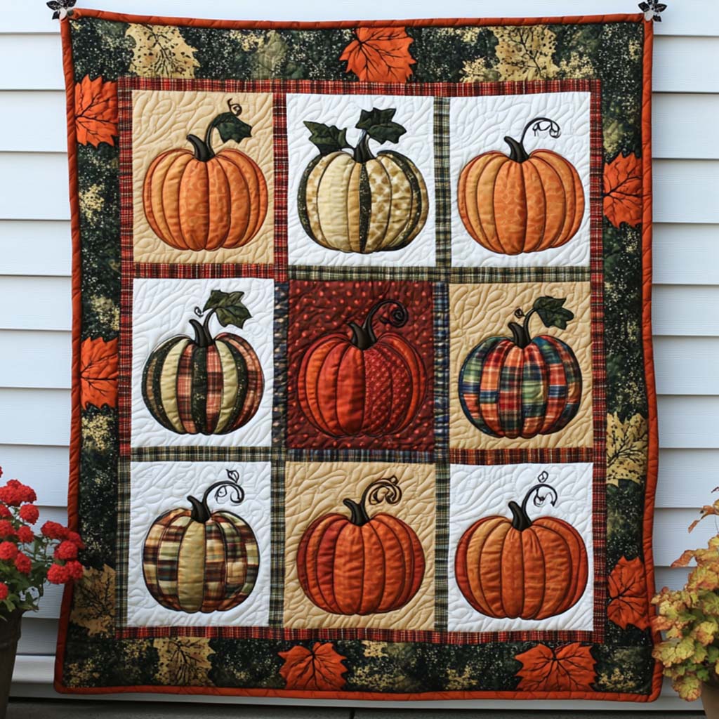 Happy Fall Moments Quilted Blanket Cute Colorful Blanket Best Autumn Gifts