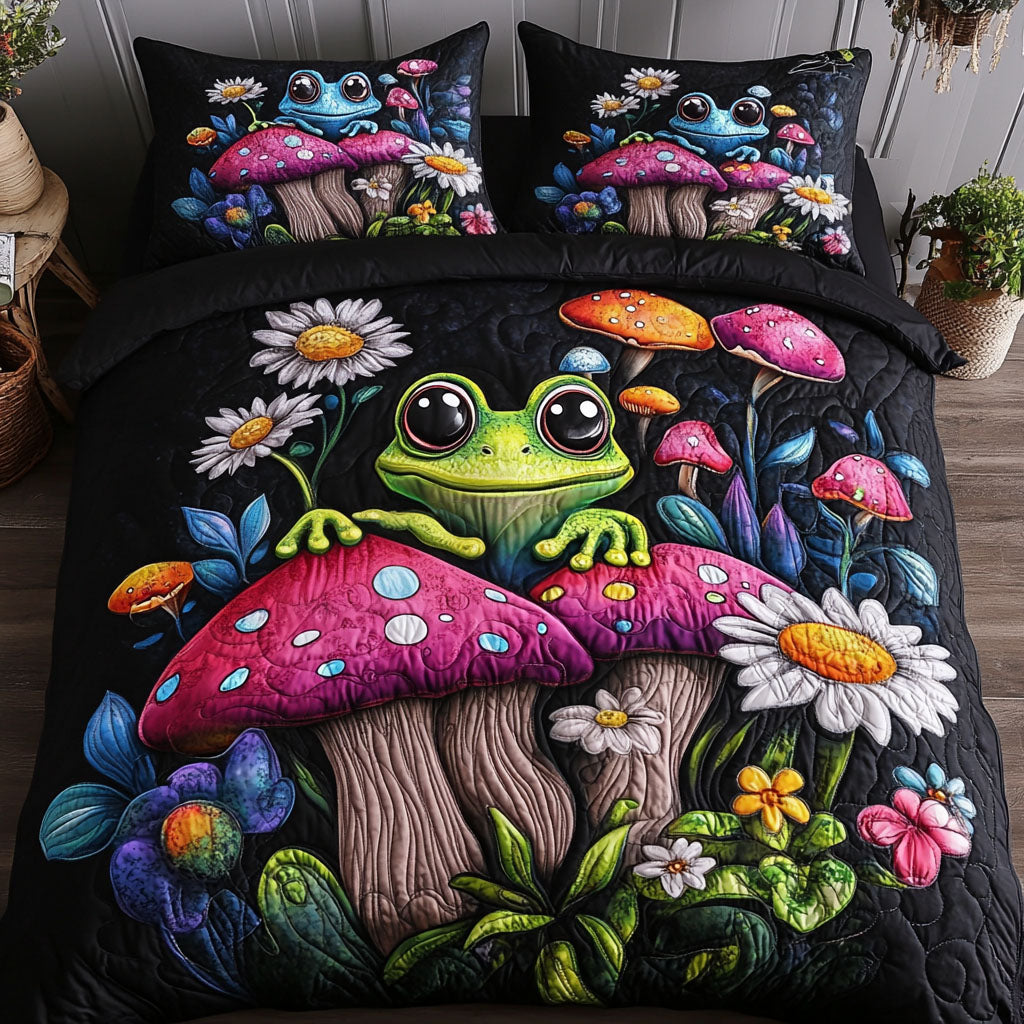 Happy Hoppers Quilted Bedding Set Duvet Cover Bed Sheet Set Gifts For People Who Like Frogs Happy Hoppers Quilted Bedding Set Duvet Cover Bed Sheet Set Gifts For People Who Like Frogs