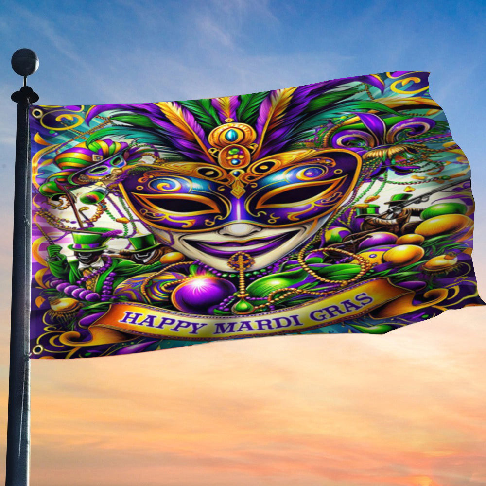 Happy Mardi Gras Flag Carnival Mask Mardi Gras Flag Fat Tuesday Holiday Decor Happy Mardi Gras Flag Carnival Mask Mardi Gras Flag Fat Tuesday Holiday Decor
