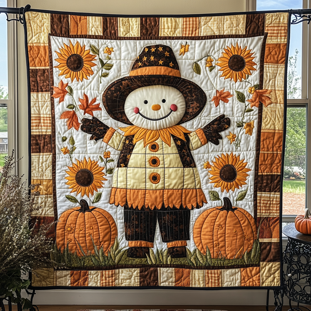 Happy Scarecrow Quilted Blanket Cute Colorful Blanket Best Autumn Gifts Happy Scarecrow Quilted Blanket Cute Colorful Blanket Best Autumn Gifts