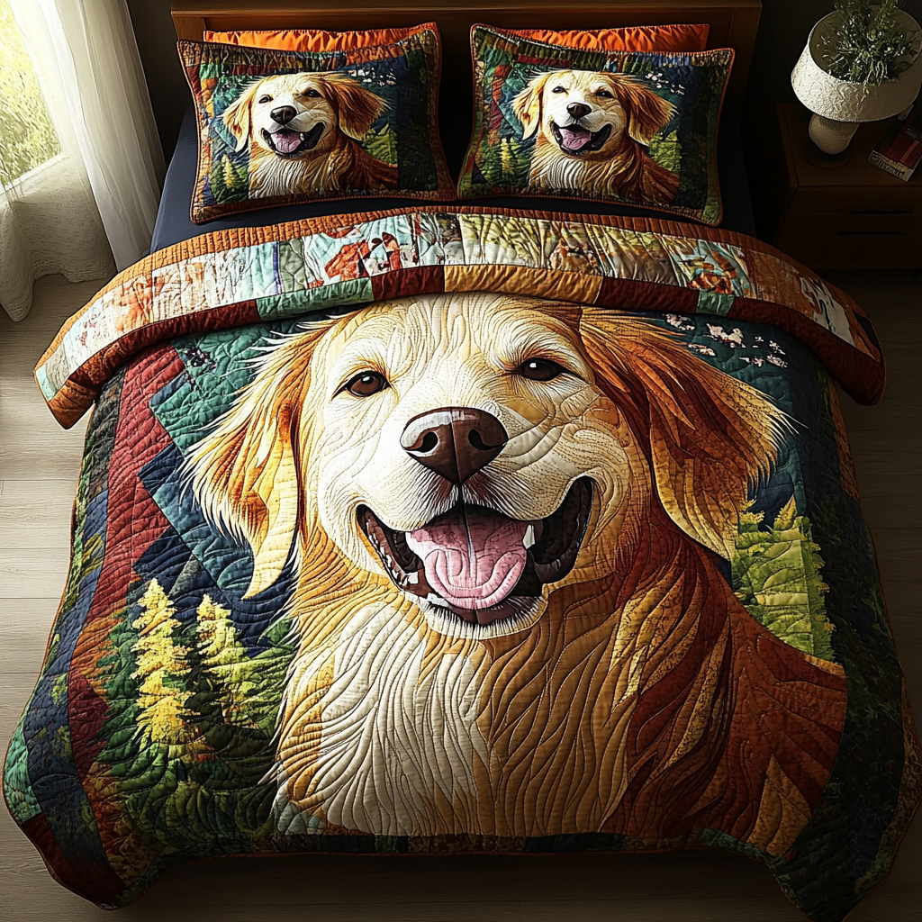 Happy Tail Quilted Bedding Set Duvet Cover Bed Sheet Set Unique Golden Retriever Gifts Happy Tail Quilted Bedding Set Duvet Cover Bed Sheet Set Unique Golden Retriever Gifts