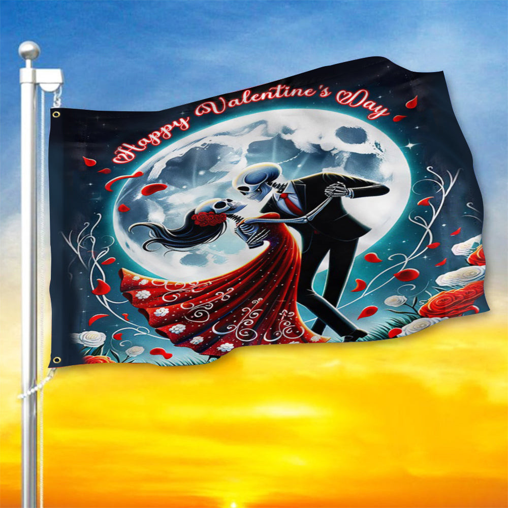 Happy Valentine's Day Flag Skeleton Couple Valentine Flags Gifts For Couples