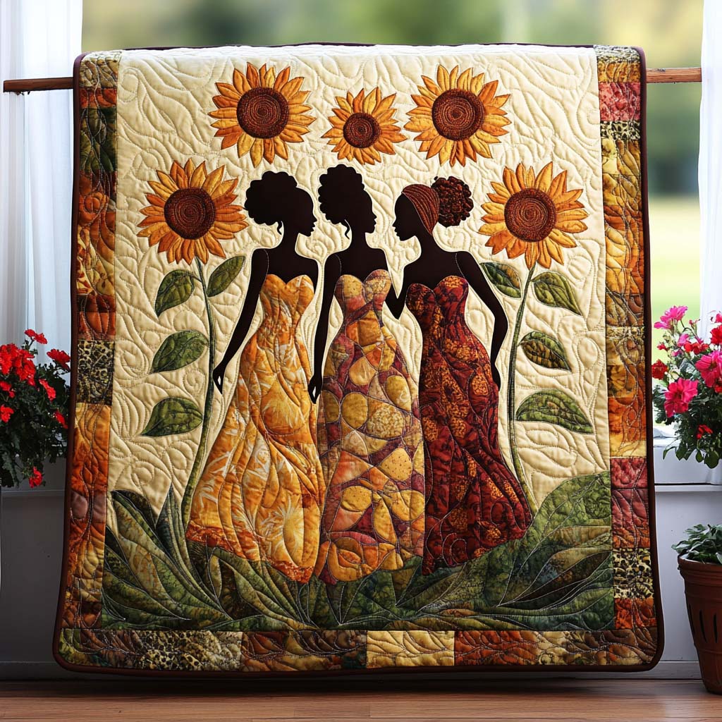 Harmony in Bloom Quilted Blanket Nice Throw Blanket Melanin Black History Gifts For Ladies Harmony in Bloom Quilted Blanket Nice Throw Blanket Melanin Black History Gifts For Ladies