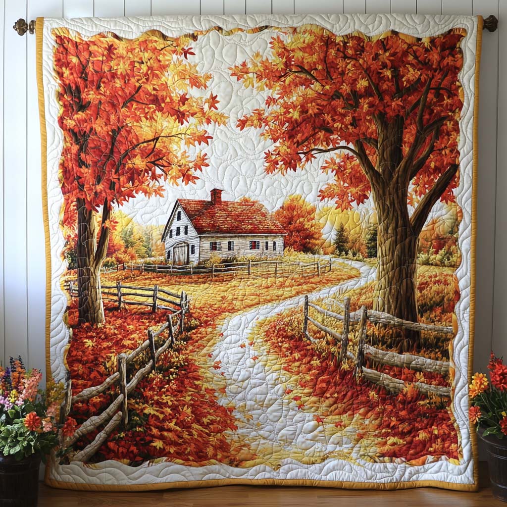 Harvest Field Path Quilted Blanket Cute Colorful Blanket Unique Fall Gifts Harvest Field Path Quilted Blanket Cute Colorful Blanket Unique Fall Gifts