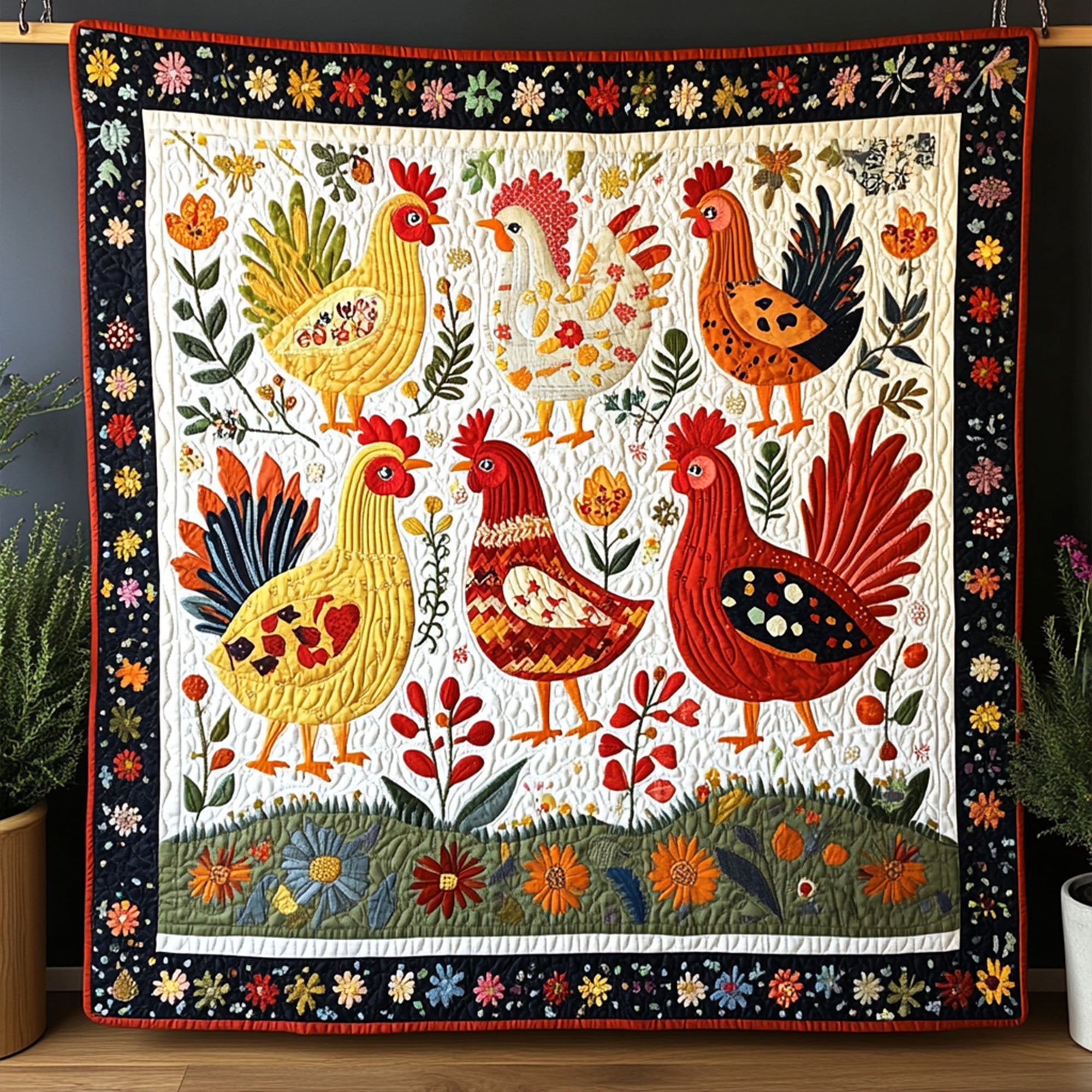 Harvest Henhouse Quilted Blanket Cute Colorful Blanket Chicken Gifts For Chicken Lovers Harvest Henhouse Quilted Blanket Cute Colorful Blanket Chicken Gifts For Chicken Lovers