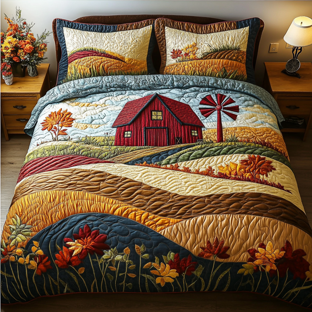 Harvest Scene Quilted Bedding Set Duvet Cover Bedspread Best Presents For Farmers Harvest Scene Quilted Bedding Set Duvet Cover Bedspread Best Presents For Farmers