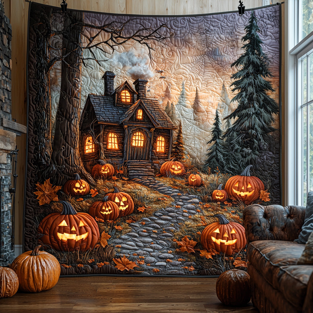 Haunted Hollow Quilted Blanket Nice Throw Blanket Gift For Halloween Haunted Hollow Quilted Blanket Nice Throw Blanket Gift For Halloween