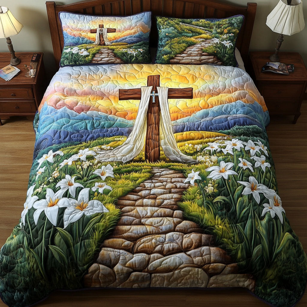 Heaven Path Cross Quilted Bedding Set Duvet Cover Bed Sheet Set Gifts For Religious Man Heaven Path Cross Quilted Bedding Set Duvet Cover Bed Sheet Set Gifts For Religious Man