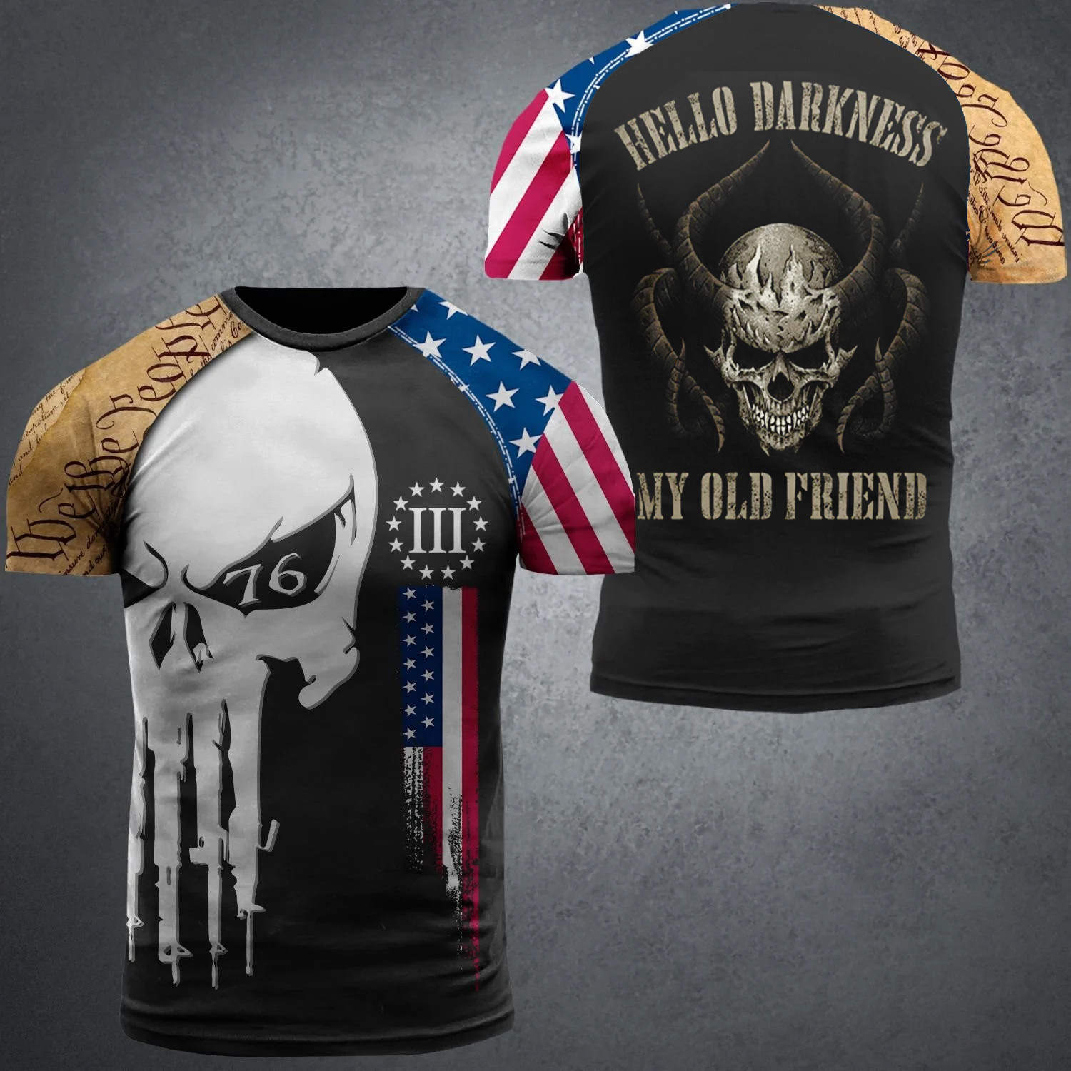 Hello Darkness My Old Friend Three Percenters Shirt We The People Skull American Flag T-Shirt Hello Darkness My Old Friend Three Percenters Shirt We The People Skull American Flag T-Shirt