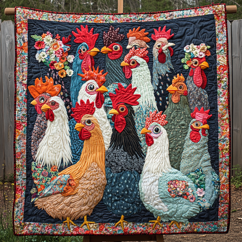 Hen Parade Quilted Blanket Nice Throw Blanket Chicken Throw Blanket Hen Parade Quilted Blanket Nice Throw Blanket Chicken Throw Blanket
