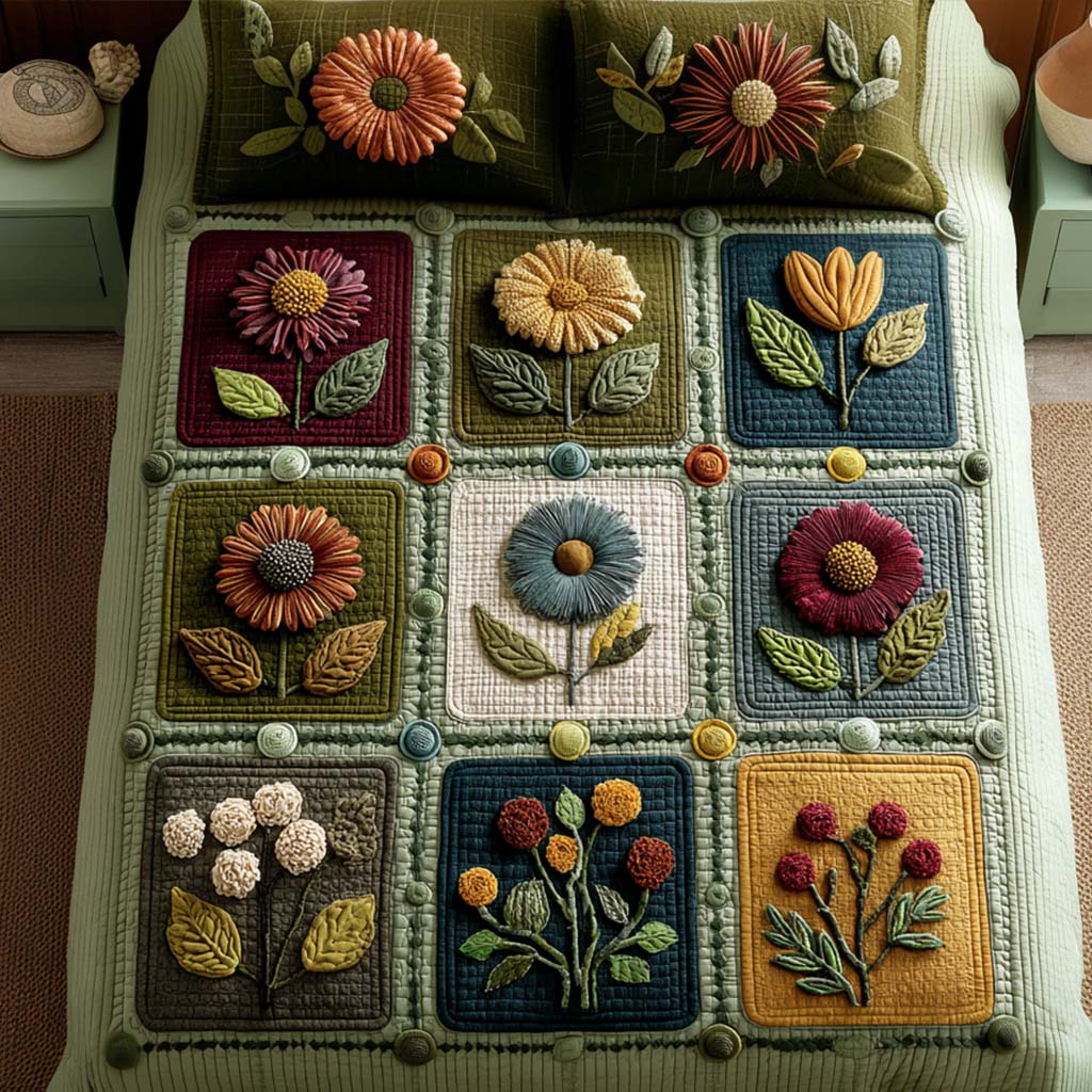 Hidden Garden Quilted Bedding Set Duvet Cover Merch Flower Themed Gifts Items