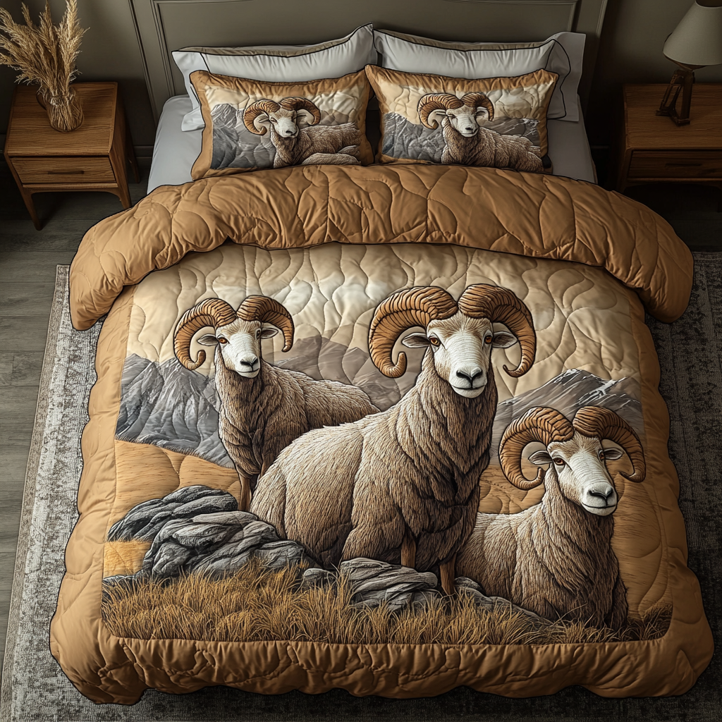 Highland Glory Quilted Bedding Set Duvet Cover Bedspread Sheep Novelty Gifts Highland Glory Quilted Bedding Set Duvet Cover Bedspread Sheep Novelty Gifts