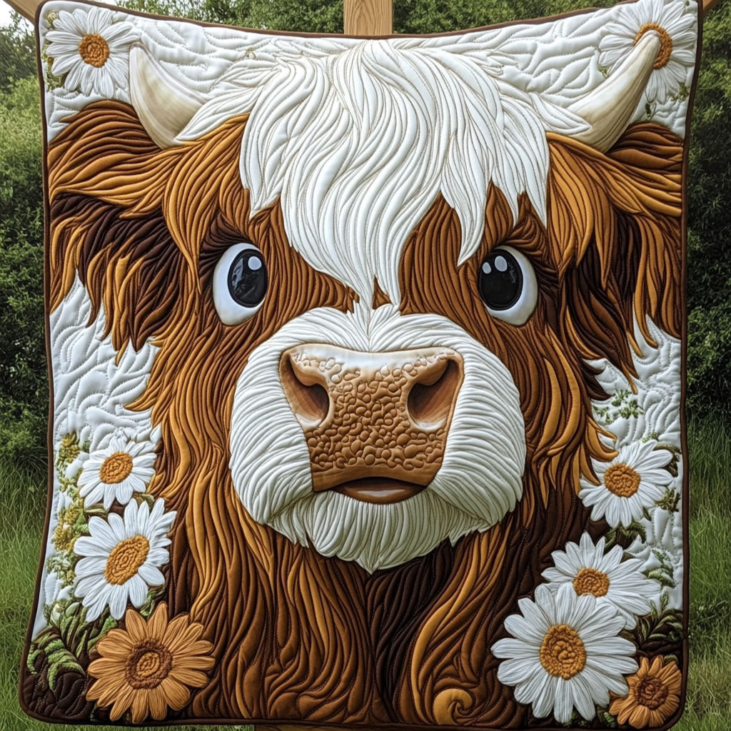 Highland Sunset Glow Quilted Blanket Sofa Throw Blanket Highland Cow Gifts For Her