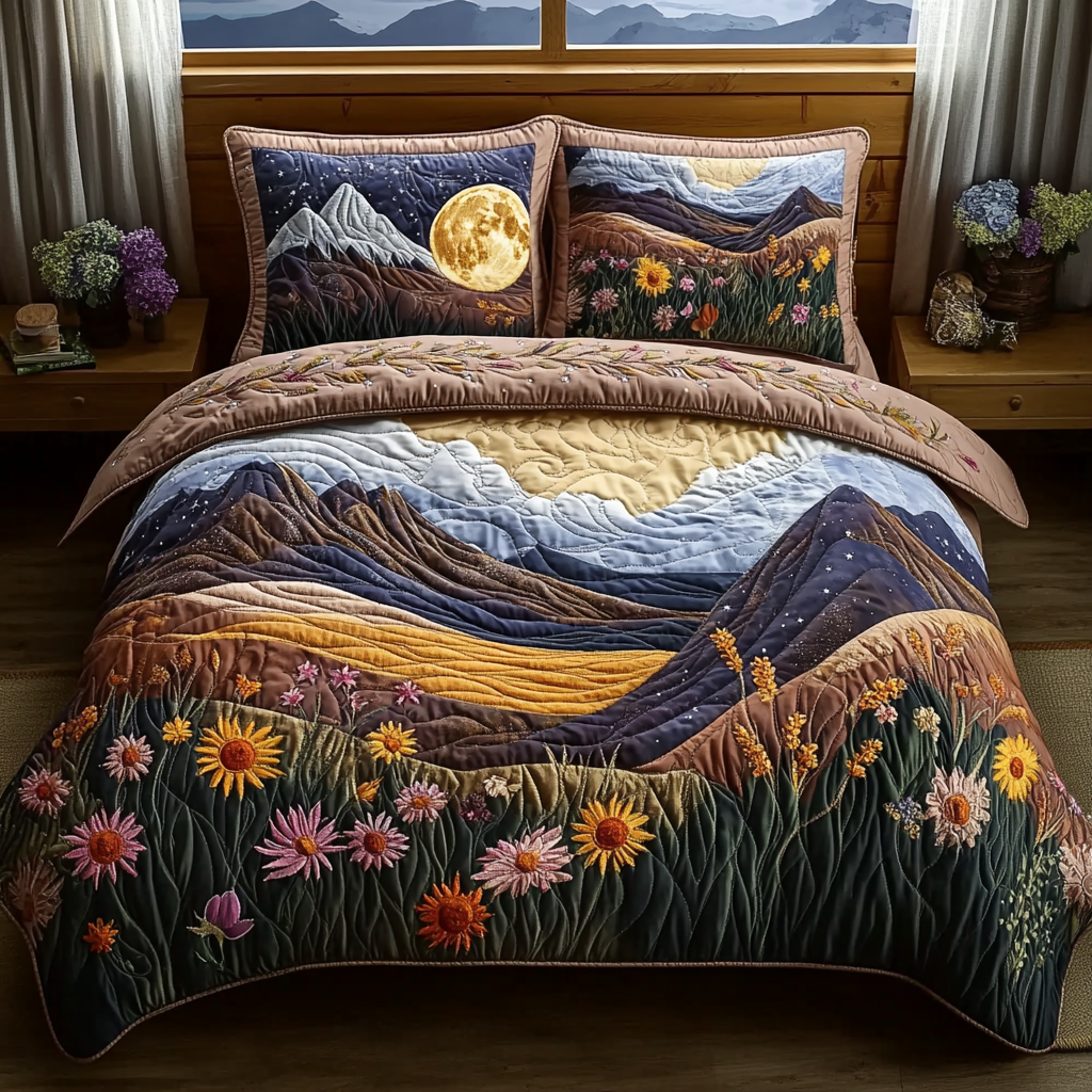 Highland Wildflower Quilted Bedding Set Duvet Cover Merch Ideas For Mother In Law Christmas Highland Wildflower Quilted Bedding Set Duvet Cover Merch Ideas For Mother In Law Christmas