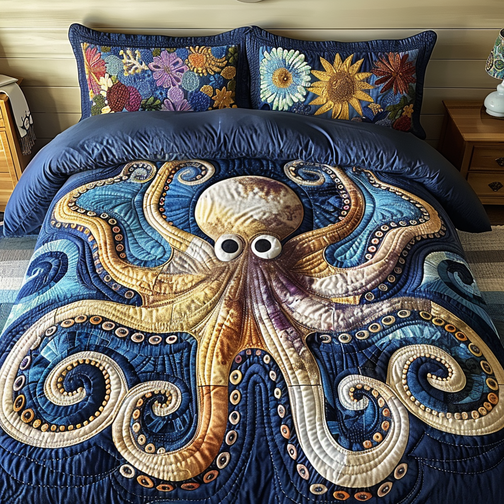 Hilarious Octopus Quilted Bedding Set Duvet Cover Bedspread Christmas Gifts For Beach Goers Hilarious Octopus Quilted Bedding Set Duvet Cover Bedspread Christmas Gifts For Beach Goers