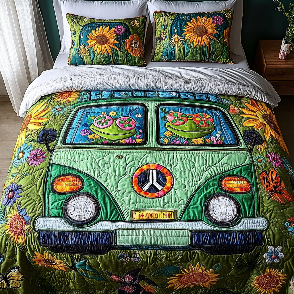 Hippie Frog Spirit Quilted Bedding Set Duvet Cover Bedspreads Best Gifts For Hippie Boyfriend Hippie Frog Spirit Quilted Bedding Set Duvet Cover Bedspreads Best Gifts For Hippie Boyfriend