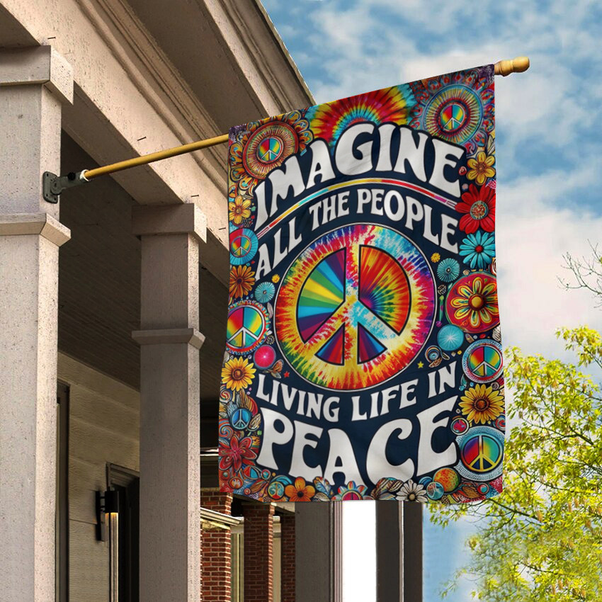 Hippie Imagine All The People Living Life In Peace Flag Peace Lover Hippie Flag Decor Hippie Imagine All The People Living Life In Peace Flag Peace Lover Hippie Flag Decor