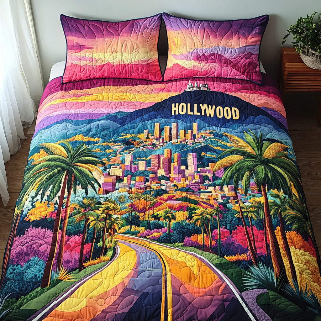 Hollywood Los Angeles Quilted Bedding Set Duvet Cover Bedspread Funny Christmas Gifts For Brother Hollywood Los Angeles Quilted Bedding Set Duvet Cover Bedspread Funny Christmas Gifts For Brother