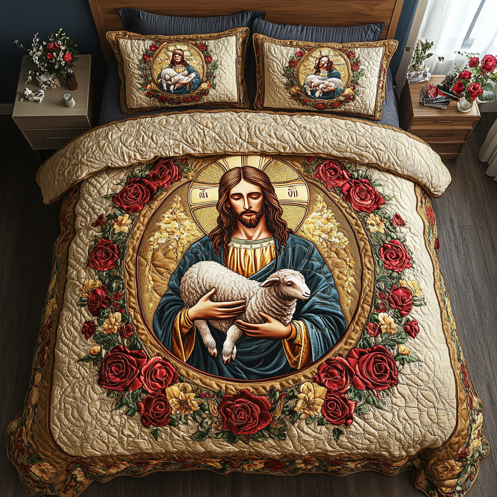 Holy Grace Quilted Bedding Set Duvet Cover Merch Unique Christian Gifts Holy Grace Quilted Bedding Set Duvet Cover Merch Unique Christian Gifts